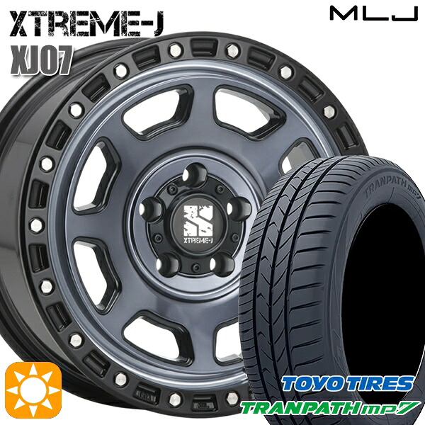 【取付対象】215/60R16 95H トーヨー トランパス mp7 MLJ エクストリームJ XJ07 グロスブラック マシンインディゴ 16インチ 7.0J 5H114.3 サマータイヤホイールセット