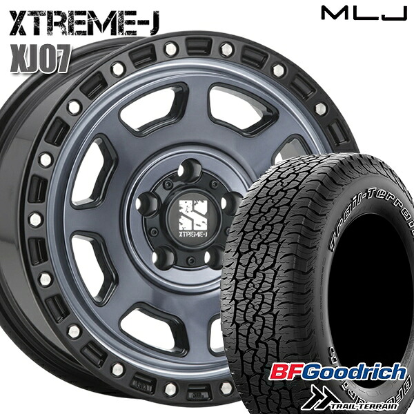 【取付対象】225/65R17 102T ORWL BFグッドリッチ トレールテレーン MLJ エクストリームJ XJ07 グロスブラック マシンインディゴ 17インチ 8.0J 5H114.3 サマータイヤホイールセット ｜格安タイヤホイールジャストパーツ