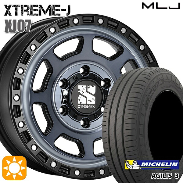 【取付対象】200系ハイエース 215/65R16C 109/107T ミシュラン アジリス3 MLJ エクストリームJ XJ07 グロスブラック マシンインディゴ 16インチ 6.5J 6H139.7 サマータイヤホイールセット ｜格安タイヤホイールジャストパーツ