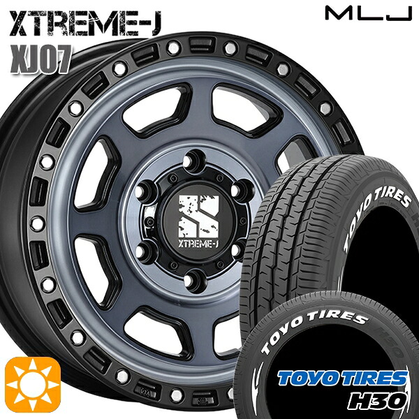 【取付対象】200系ハイエース 215/65R16 109/107R トーヨー H30 ホワイトレター MLJ エクストリームJ XJ07 グロスブラック マシンインディゴ 16インチ 6.5J 6H139.7 サマータイヤホイールセット |格安タイヤホイールジャストパーツ