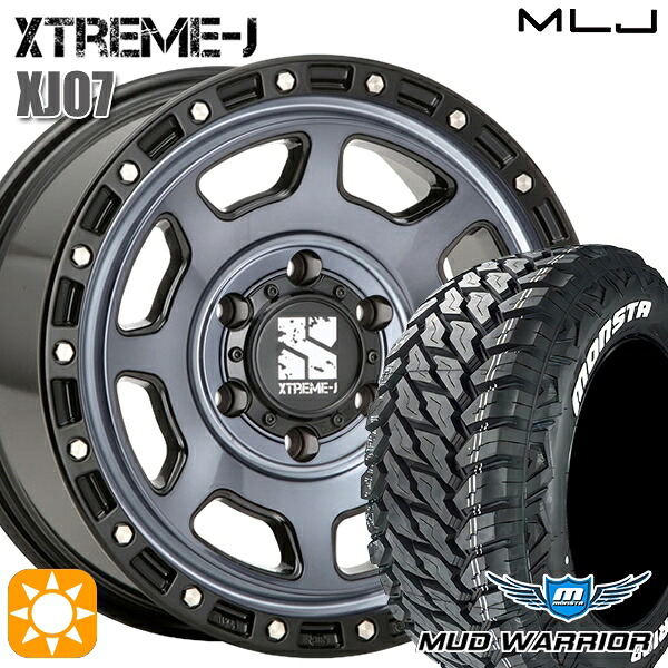 【取付対象】265/70R17 121/118Q 10PR LT モンスタ マッドウォーリアー MLJ エクストリームJ XJ07 グロスブラック マシンインディゴ 17インチ 8.0J 6H139.7 サマータイヤホイールセット