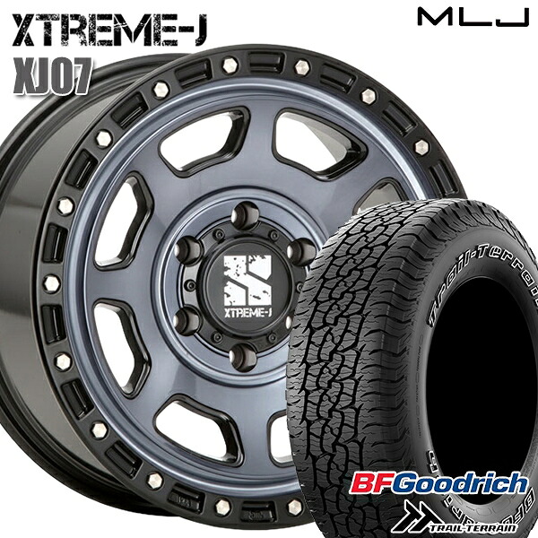 【取付対象】265/65R17 112T ORWL BFグッドリッチ トレールテレーン MLJ エクストリームJ XJ07 グロスブラック マシンインディゴ 17インチ 8.0J 6H139.7 サマータイヤホイールセット