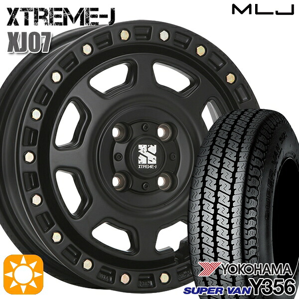 【取付対象】軽トラ 145/80R12 80/78N ヨコハマ スーパーバン Y356 MLJ エクストリームJ XJ07 サテンブラック 12インチ 4.0J 4H100 サマータイヤホイールセット