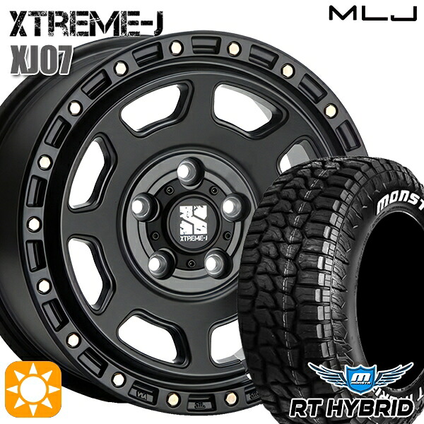 【取付対象】JEEPラングラー 285/70R17 121/118Q RWL モンスタ RTハイブリッド MLJ エクストリームJ XJ07 サテンブラック 17インチ 8.0J 5H127 サマータイヤホイールセット