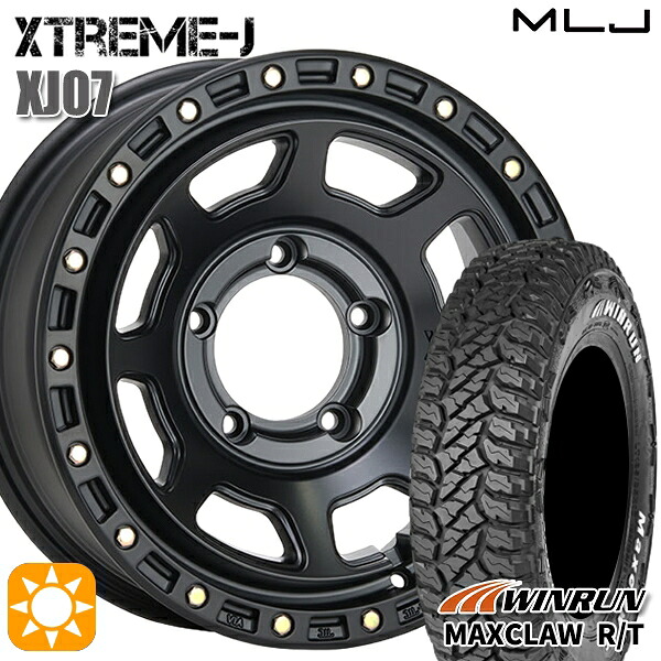 【取付対象】ジムニーシエラ 185/85R16 105/103N ウィンラン マックスクロウ R/T ホワイトレター MLJ エクストリームJ XJ07 サテンブラック 16インチ 6.0J 5H139.7 サマータイヤホイールセット
