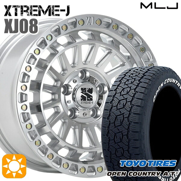 【取付対象】JEEPラングラー 265/70R17 115T トーヨー オープンカントリーA/T3 ホワイトレター MLJ エクストリームJ XJ08 グロスマシンド 17インチ 7.5J 5H127+40 サマータイヤホイールセット |格安タイヤホイールジャストパーツ
