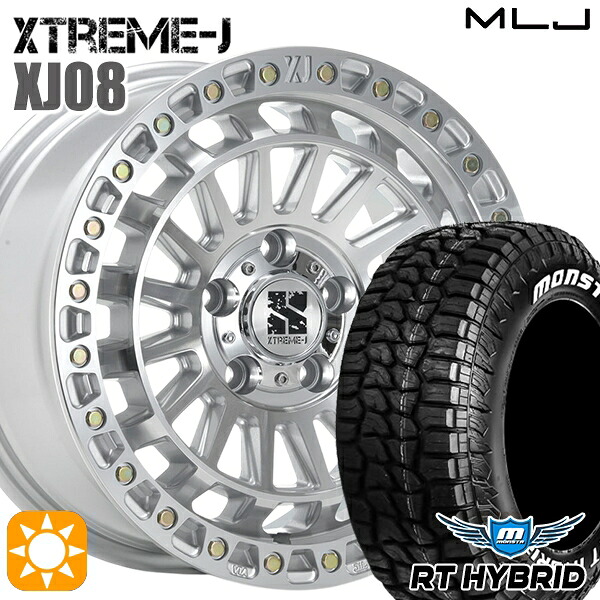 【取付対象】JEEPラングラー 265/70R17 121/118Q RWL モンスタ RTハイブリッド MLJ エクストリームJ XJ08 グロスマシンド 17インチ 7.5J 5H127+40 サマータイヤホイールセット