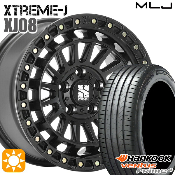 【取付対象】エクストレイル 225/60R17 99V ハンコック veNtus PRime4 K135A MLJ エクストリームJ XJ08 サテンブラック 17インチ 7.5J 5H114.3+42 サマータイヤホイールセット ｜格安タイヤホイールジャストパーツ