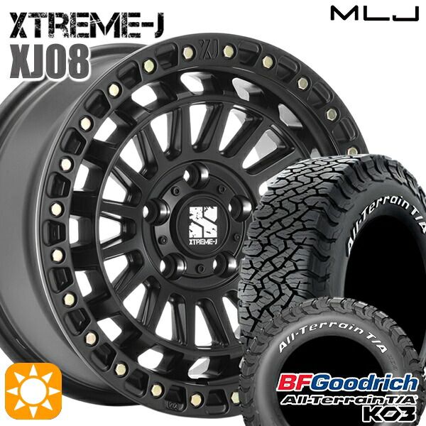 【取付対象】JEEPラングラー 265/70R17 118/115S RWL BFグッドリッチ オールテレーン T/A KO3 MLJ エクストリームJ XJ08 サテンブラック 17インチ 7.5J 5H127+40 サマータイヤホイールセット