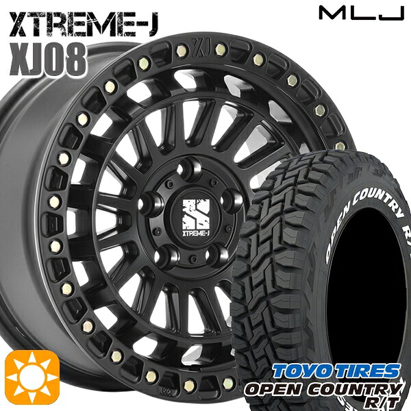 【取付対象】285/60R18 116Q トーヨー オープンカントリー R/T ホワイトレター MLJ エクストリームJ XJ08 サテンブラック 18インチ 8.0J 5H127+45 サマータイヤホイールセット