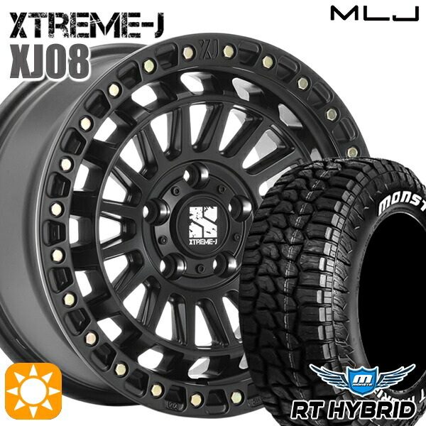 【取付対象】JEEPラングラー 285/70R17 121/118Q RWL モンスタ RTハイブリッド MLJ エクストリームJ XJ08 サテンブラック 17インチ 7.5J 5H127+40 サマータイヤホイールセット 105,450円