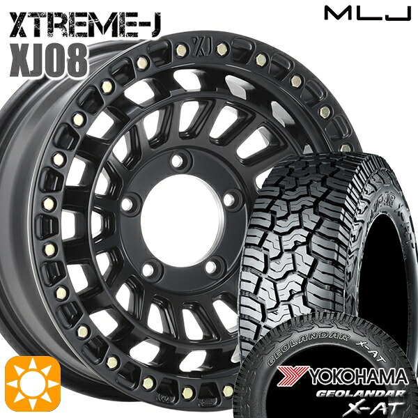 【取付対象】195R16C 104/202Q ヨコハマ ジオランダーX-AT G016 MLJ エクストリームJ XJ08 サテンブラック 16インチ 5.5J 5H139.7+20 サマータイヤホイールセット