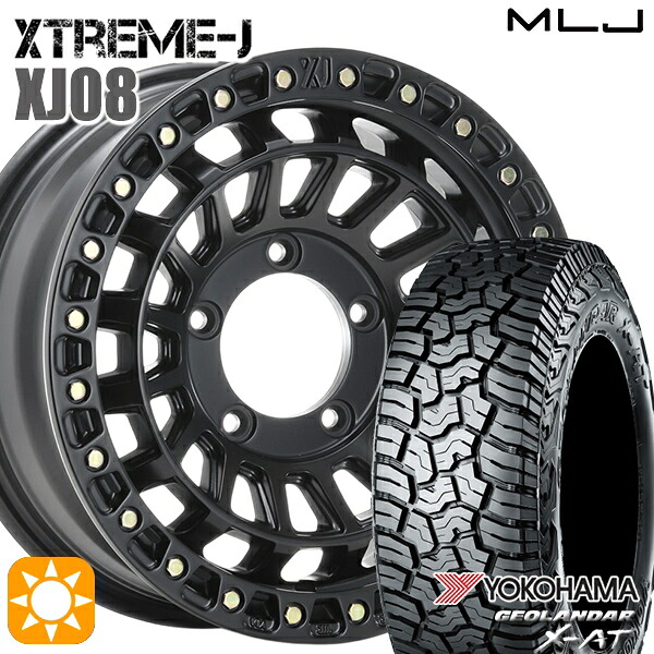 【取付対象】ジムニー 215/70R16 100/97Q ヨコハマ ジオランダー X-AT G016MLJ エクストリームJ XJ08 サテンブラック 16インチ 5.5J 5H139.7+20 サマータイヤホイールセット