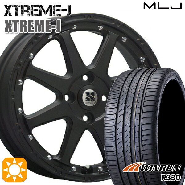 【取付対象】165/55R14 72H ウィンラン R330 MLJ エクストリームJ フラットブラック 14インチ 4.5J 4H100 サマータイヤホイールセット |格安タイヤホイールジャストパーツ