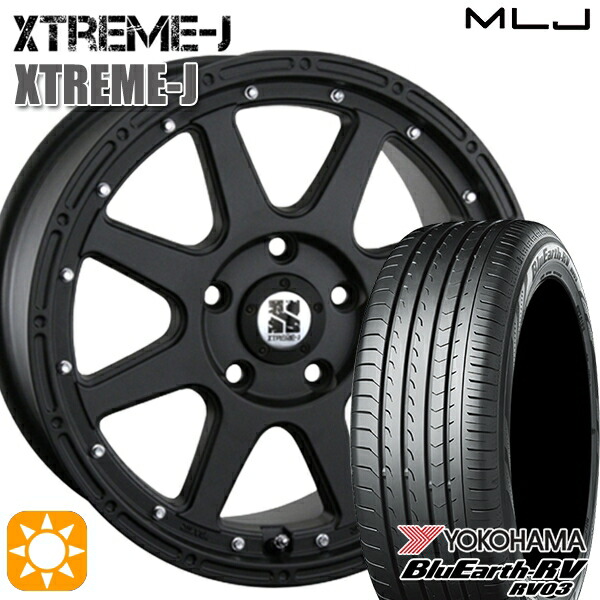 【取付対象】225/60R17 99H ヨコハマ ブルーアース RV03 MLJ エクストリームJ フラットブラック 17インチ 7.5J 5H114.3 サマータイヤホイールセット ｜格安タイヤホイールジャストパーツ