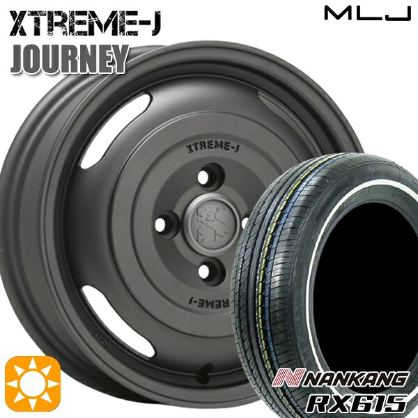 【取付対象】155/65R14 75H ナンカン RX615 ホワイトリボン MLJ エクストリームJ ジャーニー ガンブラック 14インチ 4.5J 4H100 サマータイヤホイールセット