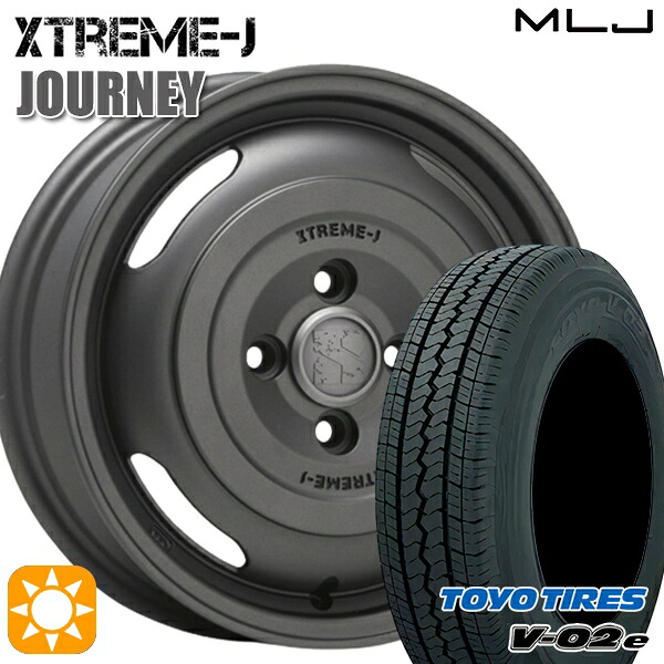 【取付対象】軽トラ 145/80R12 80/78N トーヨー V02E V-02E MLJ エクストリームJ ジャーニー ガンブラック 12インチ 4.0J 4H100 サマータイヤホイールセット