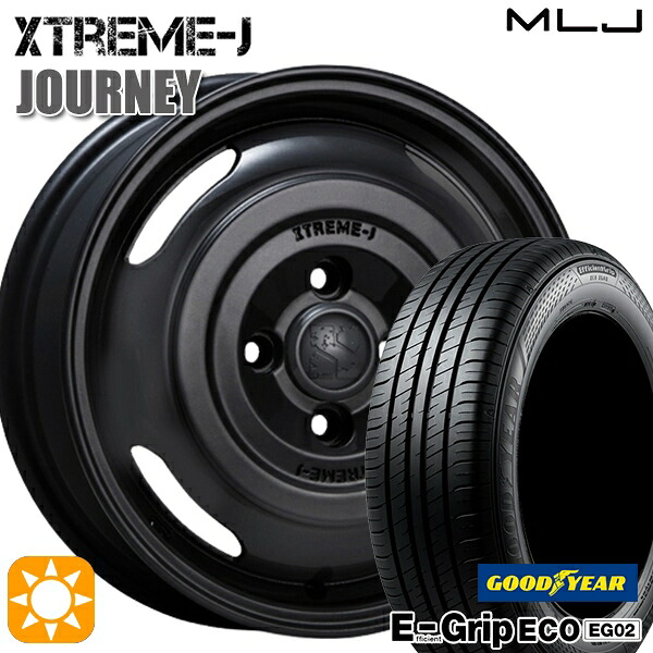 【取付対象】155/65R14 75S グッドイヤー エフィシェントグリップ エコ EG02 MLJ エクストリームJ ジャーニー サテンブラック 14インチ 4.5J 4H100 サマータイヤホイールセット