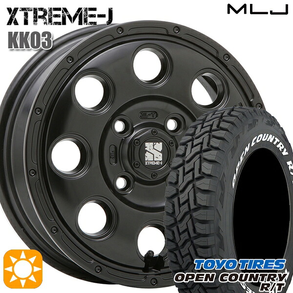 【取付対象】タフト 165/65R15 81Q トーヨー オープンカントリー R/T ホワイトレター MLJ エクストリームJ KK03 サテンブラック 15インチ 4.5J 4H100 サマータイヤホイールセット