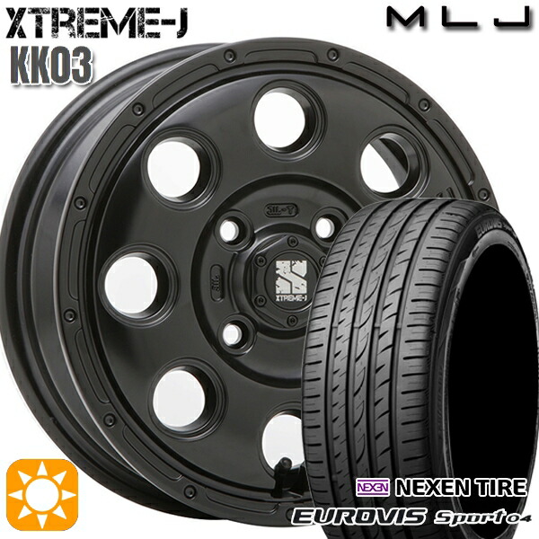 【取付対象】165/60R14 75H ロードストーン ユーロビズ Sport 04 MLJ エクストリームJ KK03 サテンブラック 14インチ 4.5J 4H100 サマータイヤホイールセット