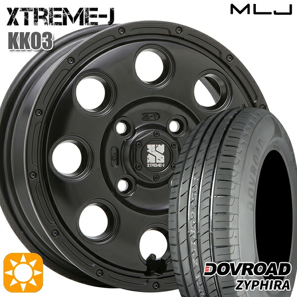 【取付対象】ウェイク 165/55R15 75V DOVROAD ザイファイラ MLJ エクストリームJ KK03 サテンブラック 15インチ 4.5J 4H100 サマータイヤホイールセット |格安タイヤホイールジャストパーツ
