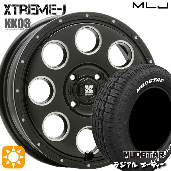 【取付対象】ハスラー 165/60R15 77S マッドスター ラジアル A/T ホワイトレター MLJ エクストリームJ KK03 サテンブラックミルド 15インチ 4.5J 4H100 サマータイヤホイールセット
