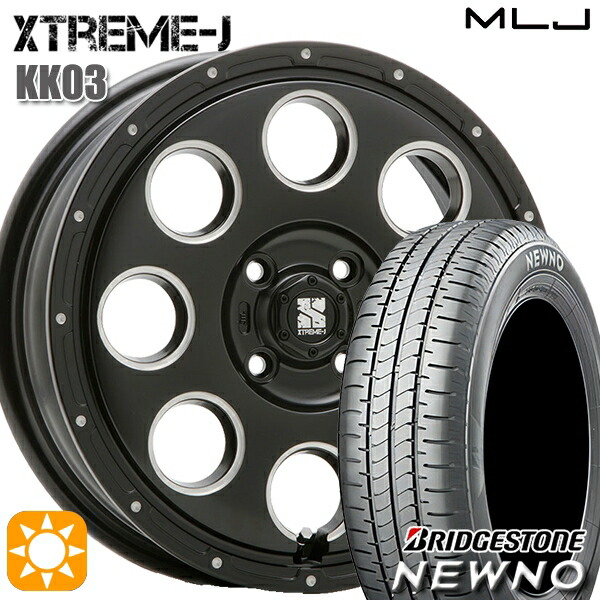 【取付対象】165/60R14 75H ブリヂストン ニューノ MLJ エクストリームJ KK03 サテンブラックミルド 14インチ 4.5J 4H100 サマータイヤホイールセット ｜格安タイヤホイールジャストパーツ