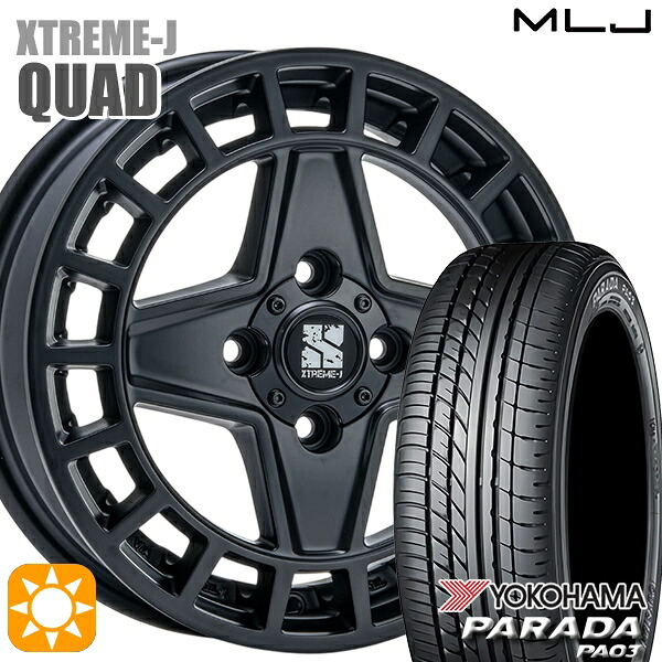 【取付対象】軽トラ 165/55R14C 95/93N ヨコハマ パラダ PA03 MLJ エクストリームJ QUAD SB 14インチ 4.5J 4H100+45 サマータイヤホイールセット ｜格安タイヤホイールジャストパーツ 60,830円