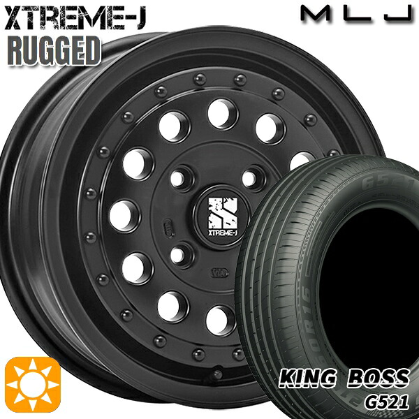 【取付対象】165/60R14 75H キングボス G521 MLJ エクストリームJ ラギッド サテンブラック 14インチ 5.0J 4H100 サマータイヤホイールセット ｜格安タイヤホイールジャストパーツ