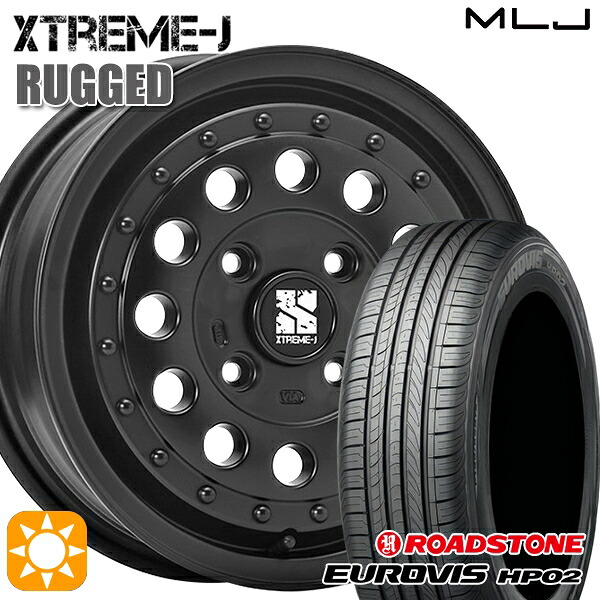 【取付対象】155/65R14 ネクセン ロードストーン ユーロビズ HP02 MLJ エクストリームJ ラギッド サテンブラック 14インチ 5.0J 4H100 サマータイヤホイールセット |格安タイヤホイールジャストパーツ