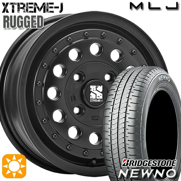 【取付対象】165/55R14 72V ブリヂストン ニューノ MLJ エクストリームJ ラギッド サテンブラック 14インチ 5.0J 4H100 サマータイヤホイールセット |格安タイヤホイールジャストパーツ