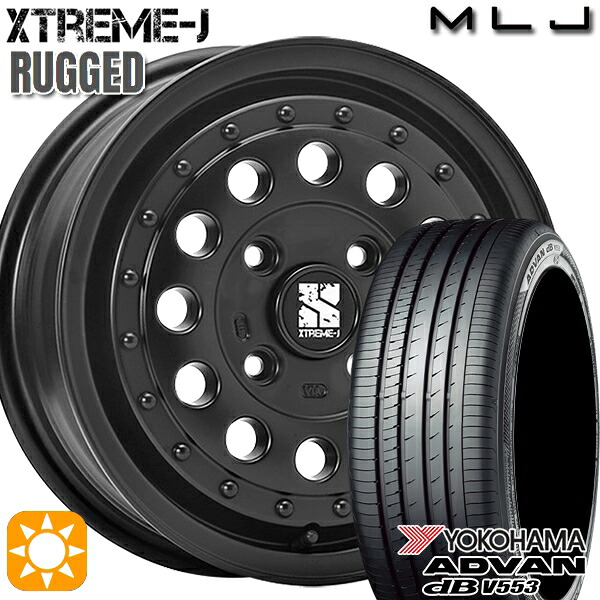 【取付対象】155/65R14 75H ヨコハマ アドバンデシベル V553 MLJ エクストリームJ ラギッド サテンブラック 14インチ 5.0J 4H100 サマータイヤホイールセット |格安タイヤホイールジャストパーツ