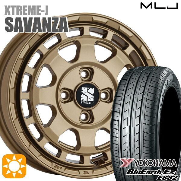 【取付対象】155/65R14 75S ヨコハマ ブルーアース ES32 MLJ エクストリームJ SAVANZA BR 14インチ 4.5J 4H100+43 サマータイヤホイールセット