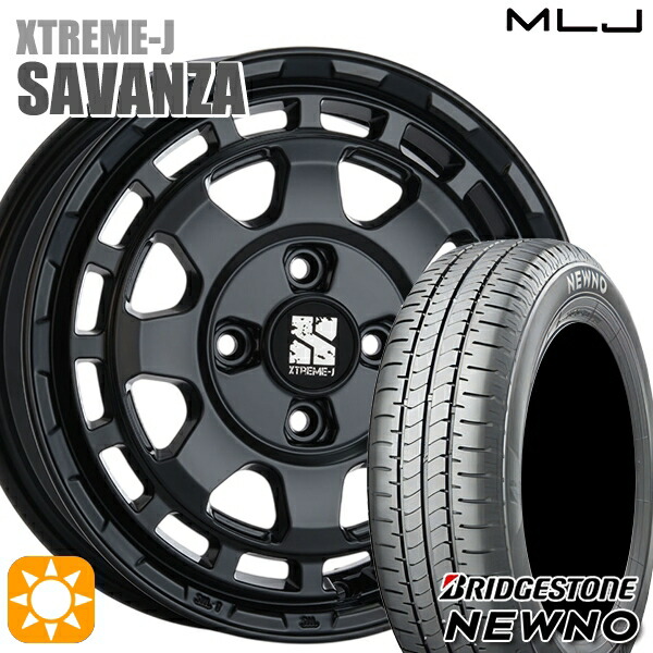 【取付対象】155/65R14 75H ブリヂストン ニューノ MLJ エクストリームJ SAVANZA SB 14インチ 4.5J 4H100+43 サマータイヤホイールセット