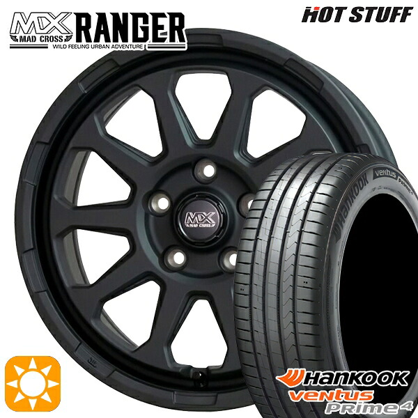 【取付対象】205/50R17 93W XL ハンコック veNtus PRime4 K135 ホットスタッフ マッドクロス レンジャー マットブラック 17インチ 7.0J 5H114.3 サマータイヤホイールセット
