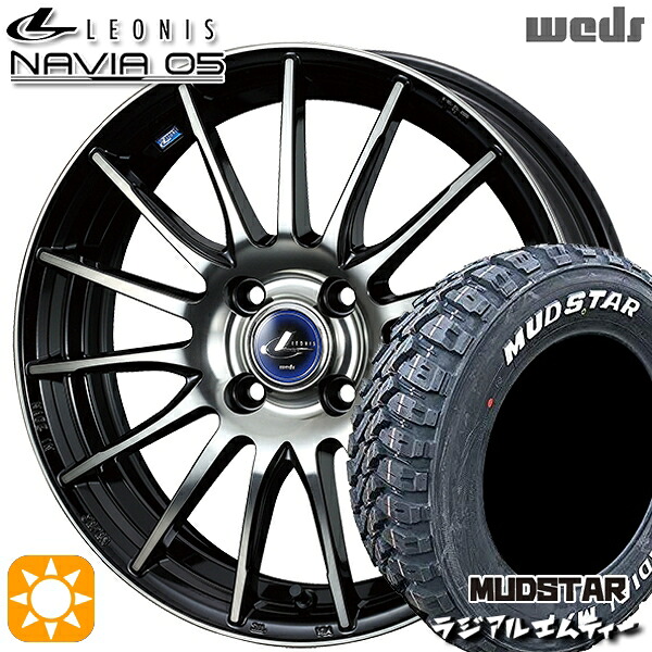 【取付対象】ライズ ロッキー 215/60R16 99T XL マッドスター ラジアル M/T ホワイトレター Weds ウェッズ レオニス ナヴィア05 BPB (ブラック ミラーカット ブラッククリアー) 16インチ 6.0J 4H100 サマータイヤホイールセット