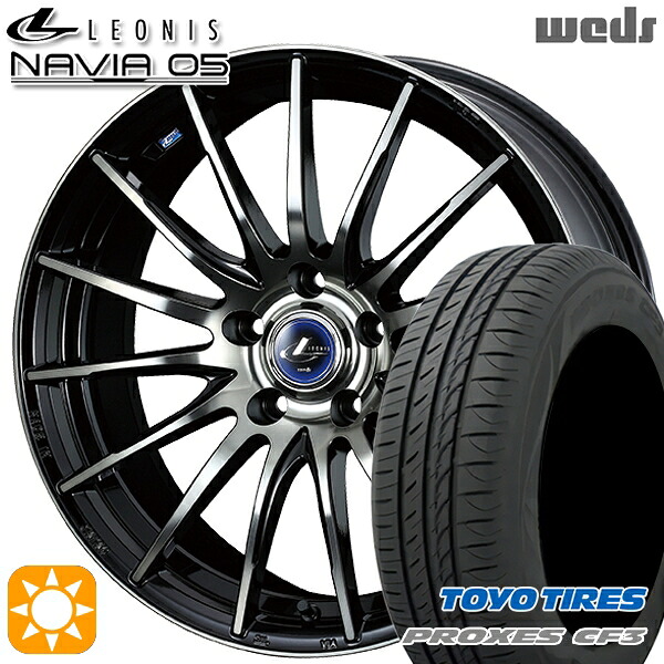 【取付対象】アイシス ノア/ヴォクシー 215/45R17 91W XL トーヨー プロクセス CF3 Weds ウェッズ レオニス ナヴィア05 BPB (ブラック ミラーカット ブラッククリアー) 17インチ 7.0J 5H114.3 サマータイヤホイールセット