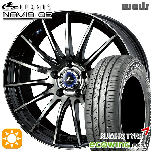 【取付対象】170シエンタ 185/60R15 84H クムホ エコウィング ES31 Weds ウェッズ レオニス ナヴィア05 BPB (ブラック ミラーカット ブラッククリアー) 15インチ 6.0J 5H100 サマータイヤホイールセット