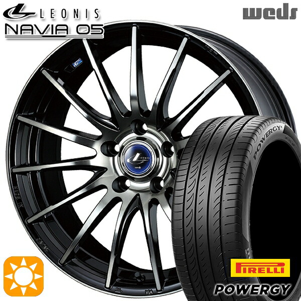 【取付対象】170シエンタ 185/60R15 84H ピレリ パワジー Weds ウェッズ レオニス ナヴィア05 BPB (ブラック ミラーカット ブラッククリアー) 15インチ 6.0J 5H100 サマータイヤホイールセット ｜格安タイヤホイールジャストパーツ
