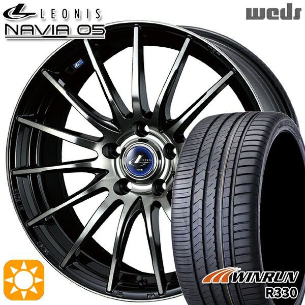 【取付対象】C-HR レガシィB4 225/50R18 95W ウィンラン R330 Weds ウェッズ レオニス ナヴィア05 BPB (ブラック ミラーカット ブラッククリアー) 18インチ 8.0J 5H114.3 サマータイヤホイールセット