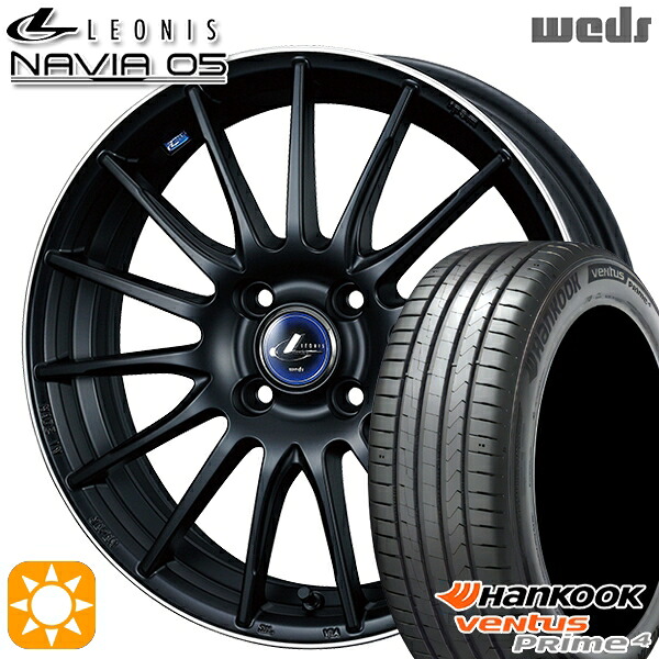 【取付対象】195/50R16 88V XL ハンコック veNtus PRime4 K135 Weds ウェッズ レオニス ナヴィア05 MBP (マットブラック リムポリッシュ) 16インチ 6.0J 4H100 サマータイヤホイールセット