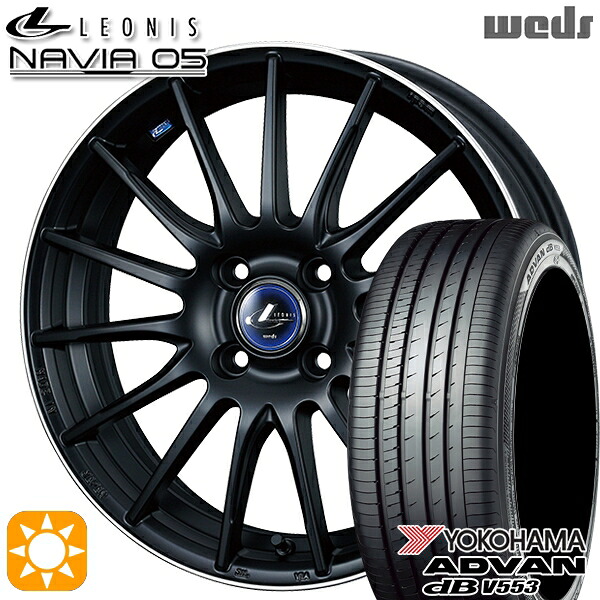 【取付対象】アクア デミオ ノート 195/55R16 87V ヨコハマ アドバンデシベル V553 Weds ウェッズ レオニス ナヴィア05 MBP (マットブラック リムポリッシュ) 16インチ 6.0J 4H100 サマータイヤホイールセット