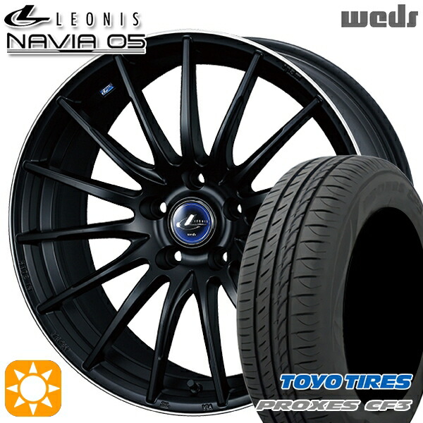 【取付対象】アイシス ノア/ヴォクシー 215/45R17 91W XL トーヨー プロクセス CF3 Weds ウェッズ レオニス ナヴィア05 MBP (マットブラック リムポリッシュ) 17インチ 7.0J 5H114.3 サマータイヤホイールセット