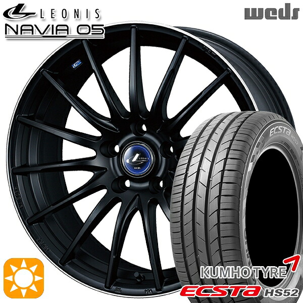 【取付対象】215/60R17 100V XL クムホ エクスタ HS52 Weds ウェッズ レオニス ナヴィア05 MBP (マットブラック リムポリッシュ) 17インチ 7.0J 5H114.3 サマータイヤホイールセット