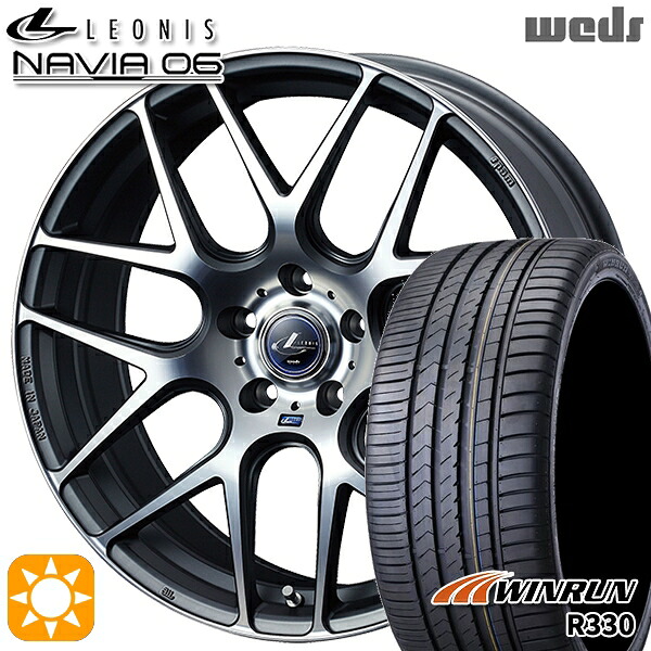 【取付対象】C-HR レガシィB4 225/50R18 95W ウィンラン R330 Weds ウェッズ レオニス ナヴィア06 MGMC (マットガンメタマシニングカット) 18インチ 8.0J 5H114.3 サマータイヤホイールセット
