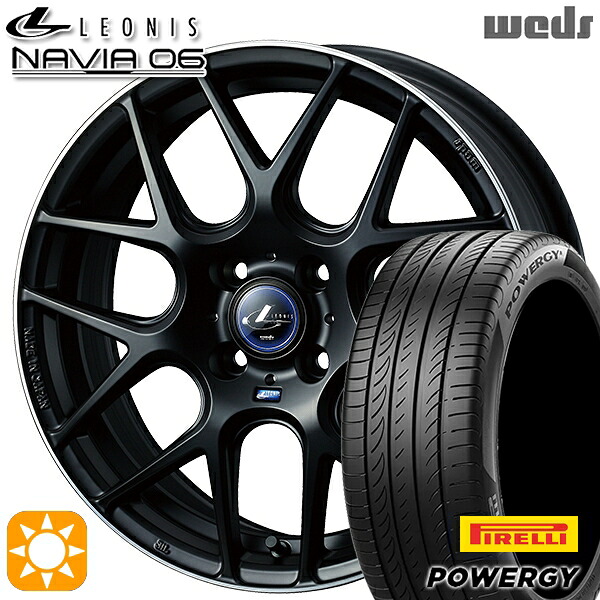 【取付対象】195/55R16 87V ピレリ パワジー Weds ウェッズ レオニス ナヴィア06 MBP (マットブラックリムポリッシュ) 16インチ 6.0J 4H100 サマータイヤホイールセット