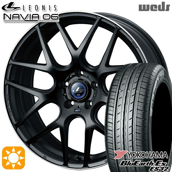 【取付対象】215/40R18 85W ヨコハマ ブルーアース ES32 Weds ウェッズ レオニス ナヴィア06 MBP (マットブラックリムポリッシュ) 18インチ 7.0J 5H114.3 サマータイヤホイールセット
