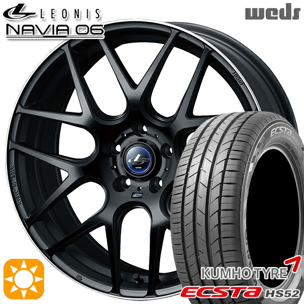 【取付対象】215/60R17 100V XL クムホ エクスタ HS52 Weds ウェッズ レオニス ナヴィア06 MBP (マットブラックリムポリッシュ) 17インチ 7.0J 5H114.3 サマータイヤホイールセット