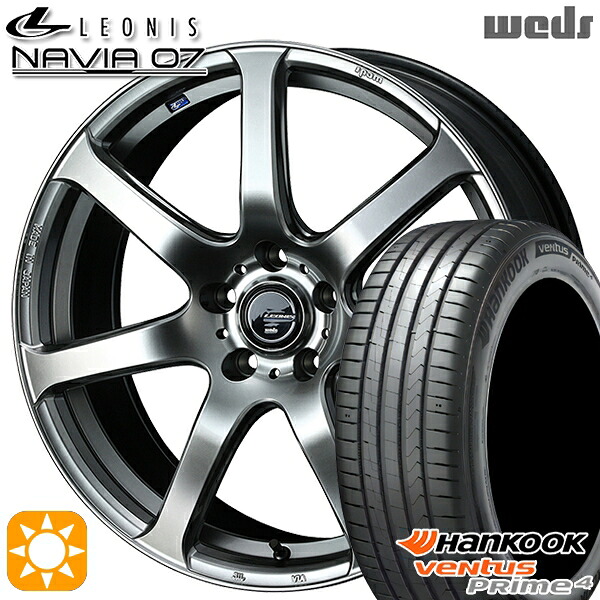 【取付対象】225/55R17 101W XL ハンコック veNtus PRime4 K135 Weds ウェッズ レオニス ナヴィア07 HSB (ハイパーシルバーブラック) 17インチ 7.0J 5H114.3 サマータイヤホイールセット