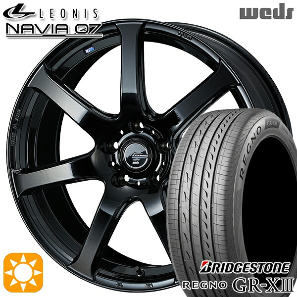 【取付対象】プリウスα クラウン 235/35R19 91W XL ブリヂストン レグノ GR-X3 Weds ウェッズ レオニス ナヴィア07 PBK (プレミアムブラック) 19インチ 8.0J 5H114.3 サマータイヤホイールセット
